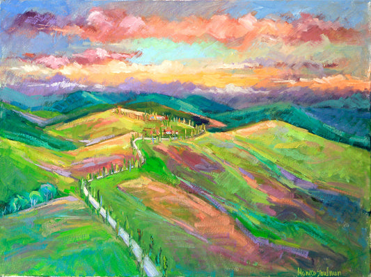 Tuscan Sunset Symphony Original Painting